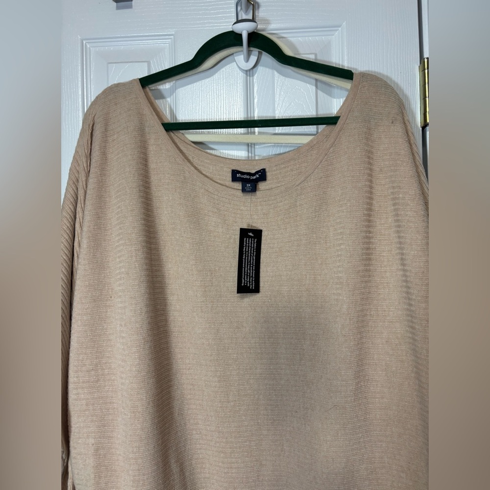 3X or 5X NWT STUDIO PARK CHAMPAGNE WOMENS Dolman Sleeve Sweater Dress - Picture 3 of 6